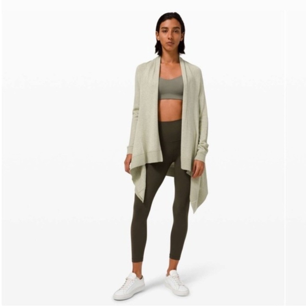 Lululemon Cashlu Knit Wrap‎ Cardigan Heathered Rosemary Green Size XL/XXL